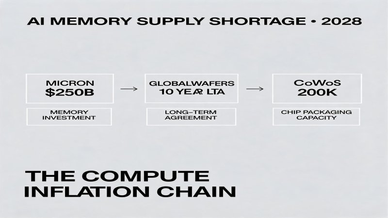 AI Memory Supply Shortage to 2028: The Compute Inflation Chain of Micron $250B + GlobalWafers 10-Year LTA + CoWoS 200K