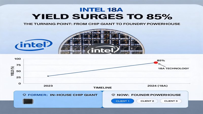 Intel 18A Yield Surges to 85%: The Turning Point from Chip Giant to Foundry Powerhouse