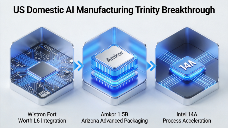 U.S. Domestic AI Manufacturing Trinity Breakthrough: Wistron Fort Worth L6 Integration + Amkor $1.5B Arizona Advanced Packaging + Intel 14A Process Acceleration