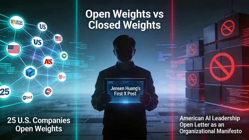 Open Weights vs Closed Weights: Jensen Huang's First X Post + 25 U.S. Companies' 'Open Weights and American AI Leadership' Open Letter as an 'Organizational Manifesto'